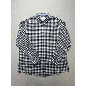 BRAX Cosy Light‎ Flannel Shirt Mens 2XL Blue Plaid Long Sleeve Button Casual
